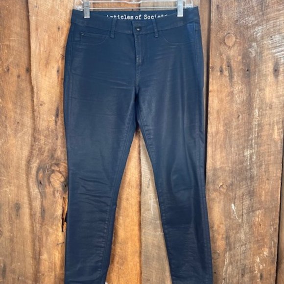 Articles of Society Mya Coated Blue Skinny Jeans - Size 28 - Picture 3 of 12
